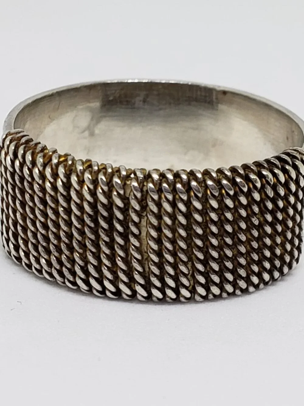 Hand Crafted Sterling Silver Wire Wrap Cigar Band Ring - Size 7.75